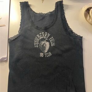 Black Lace Trim Tank Top- Brandy Melville